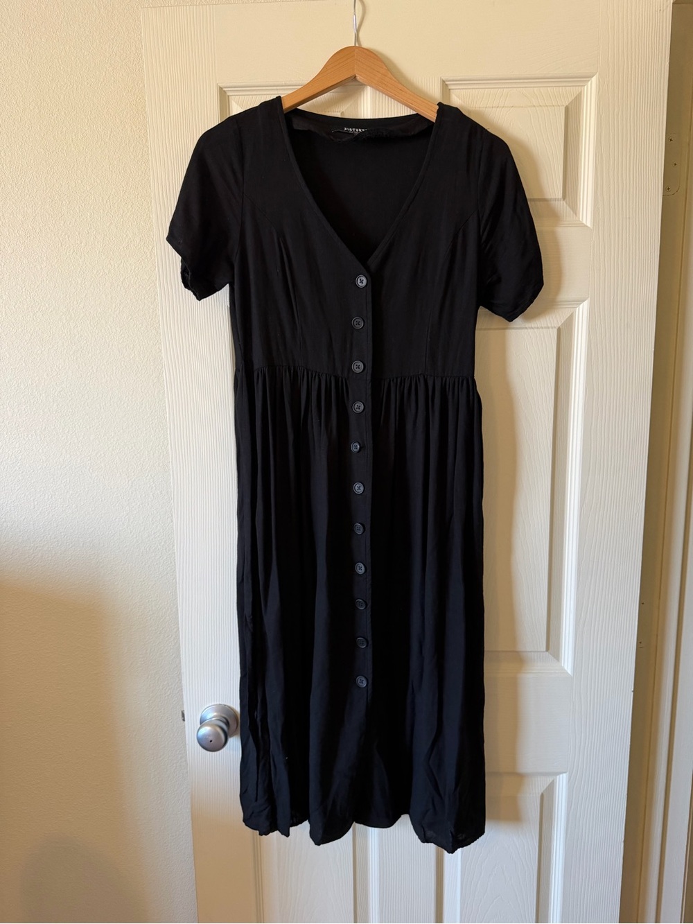 Disturbia Black Button-Front Midi Dress